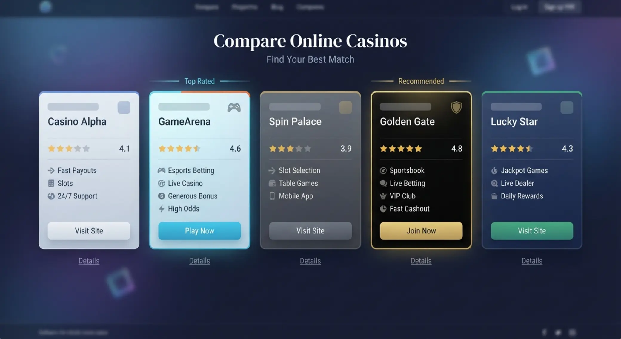 Alternatívy k GGbet Casino a Goldbet Casino Viacero online kasín ako karty v rade pre jednoduchšie porovnanie