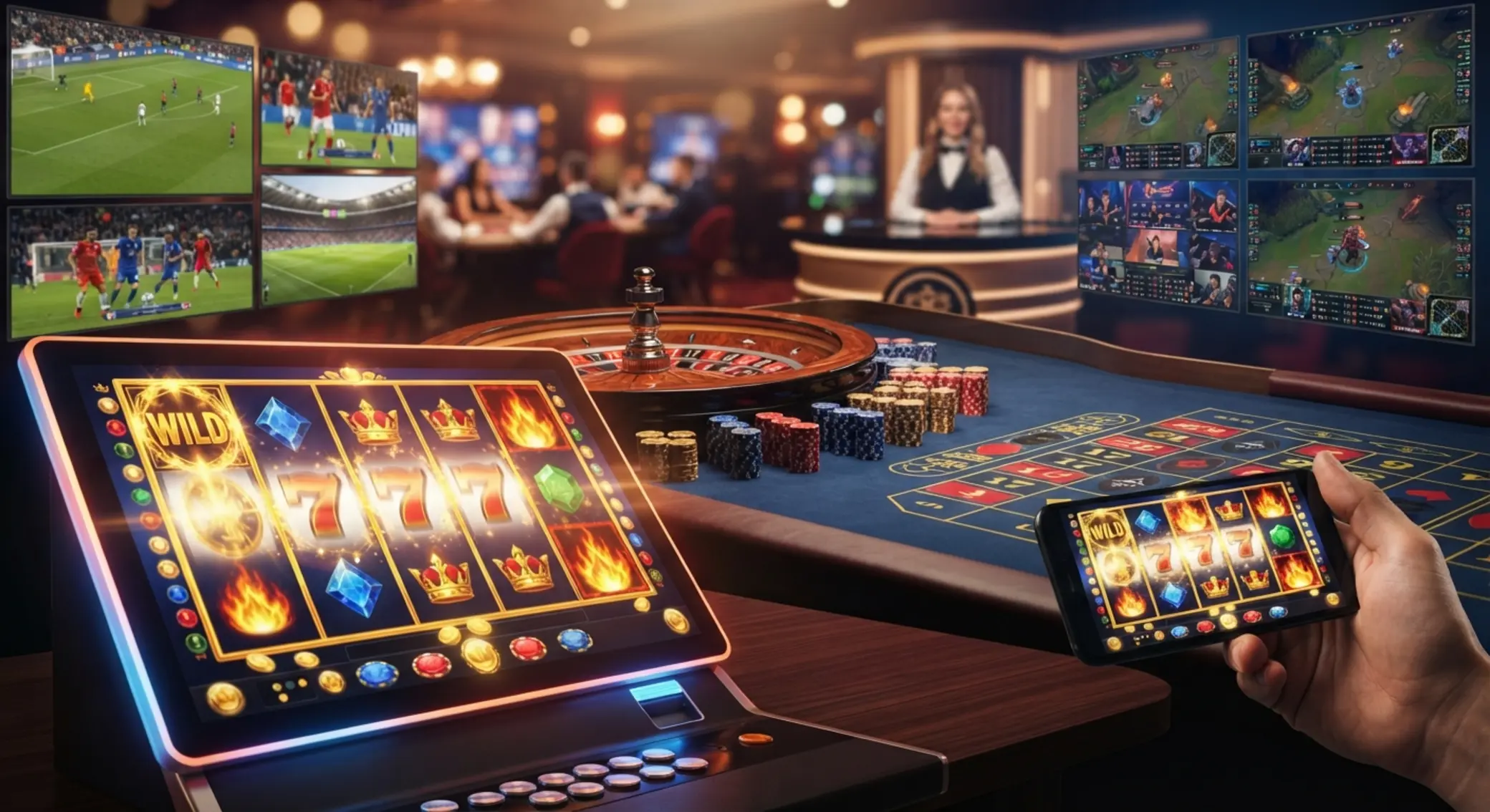 Ponuka hier v online kasíne Koláž automatov a live casino prostredia