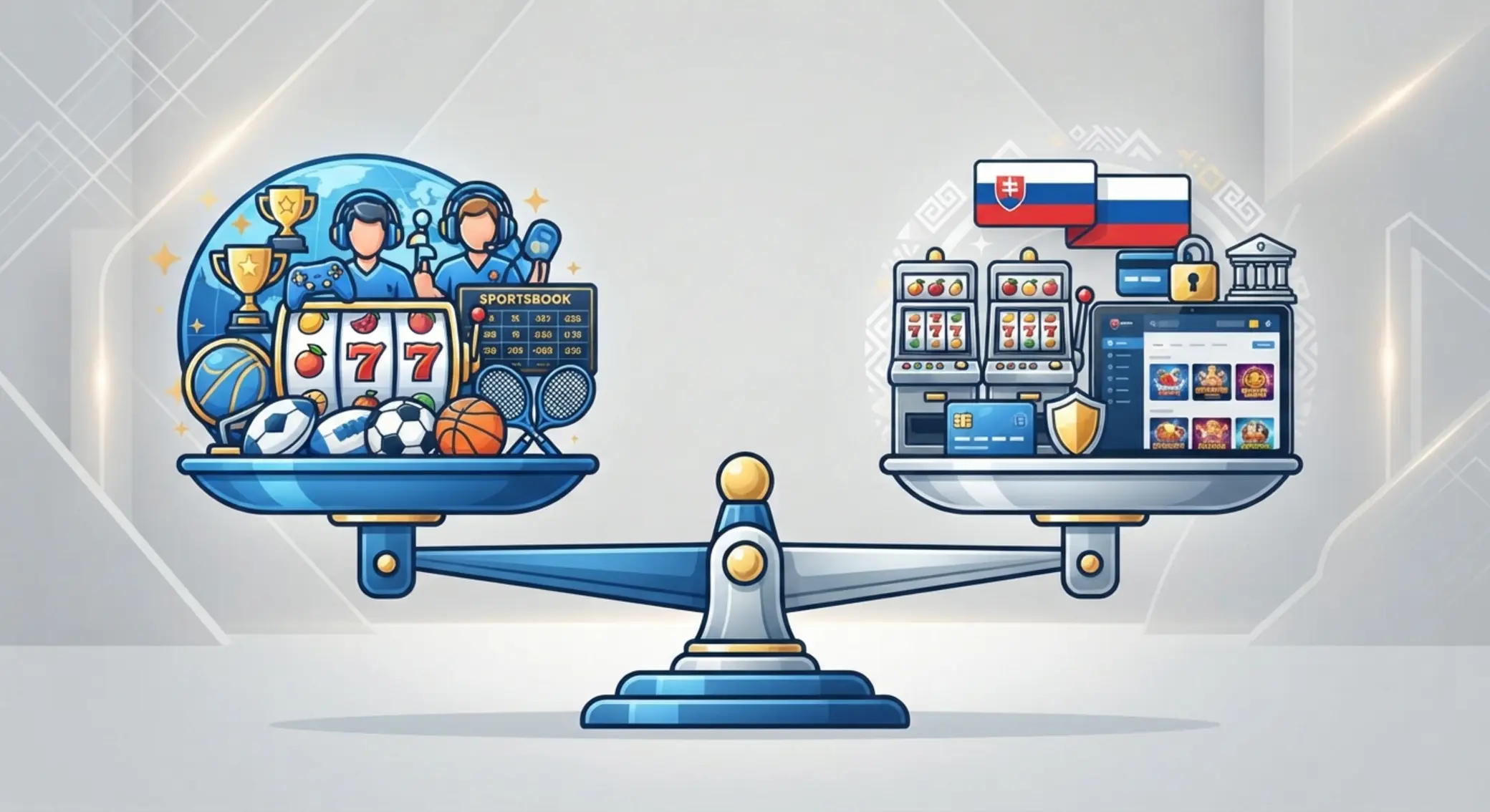 Rýchle porovnanie online kasín Ilustrácia porovnania dvoch online kasín na váhach