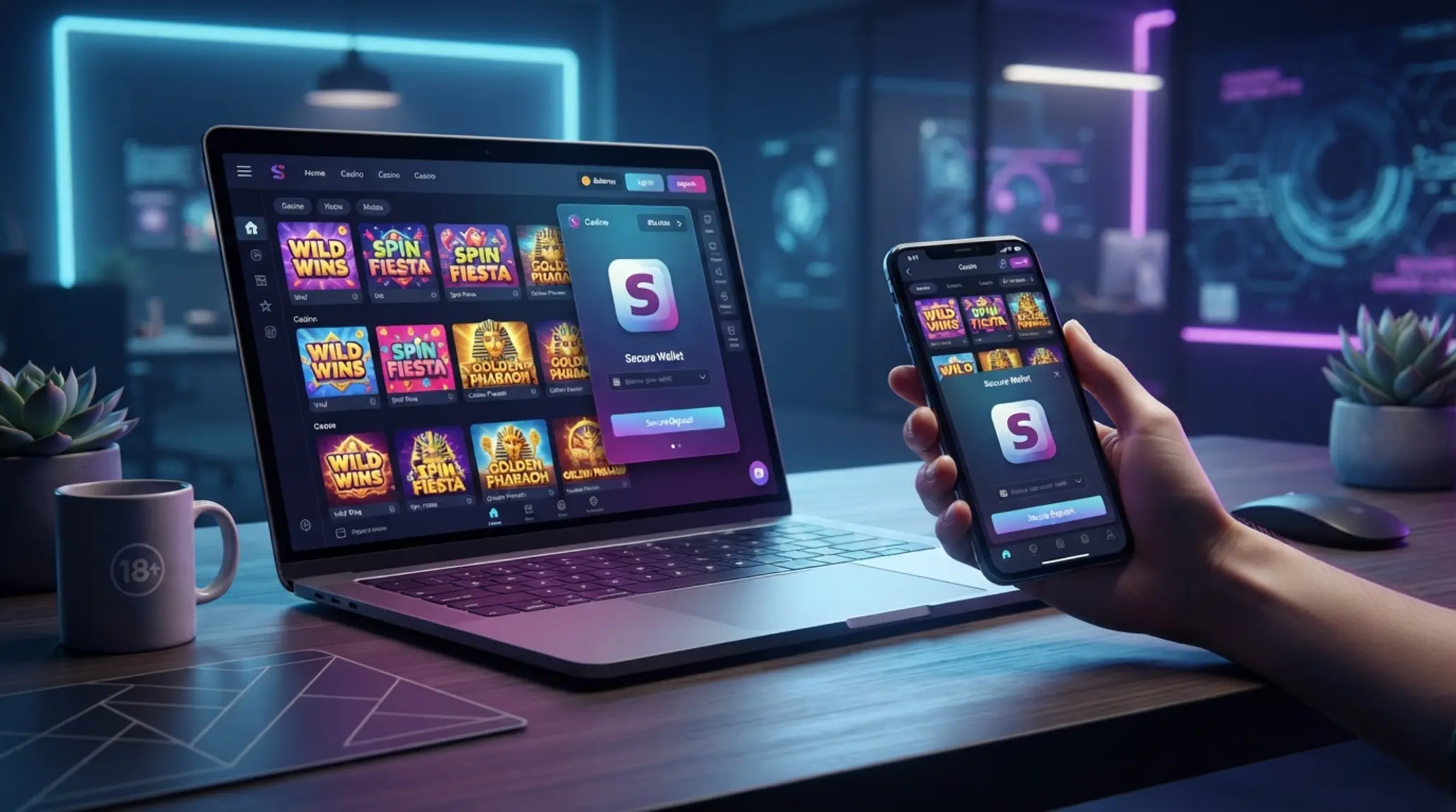 Banner kasína so Skrill platbou na mobile a notebooku