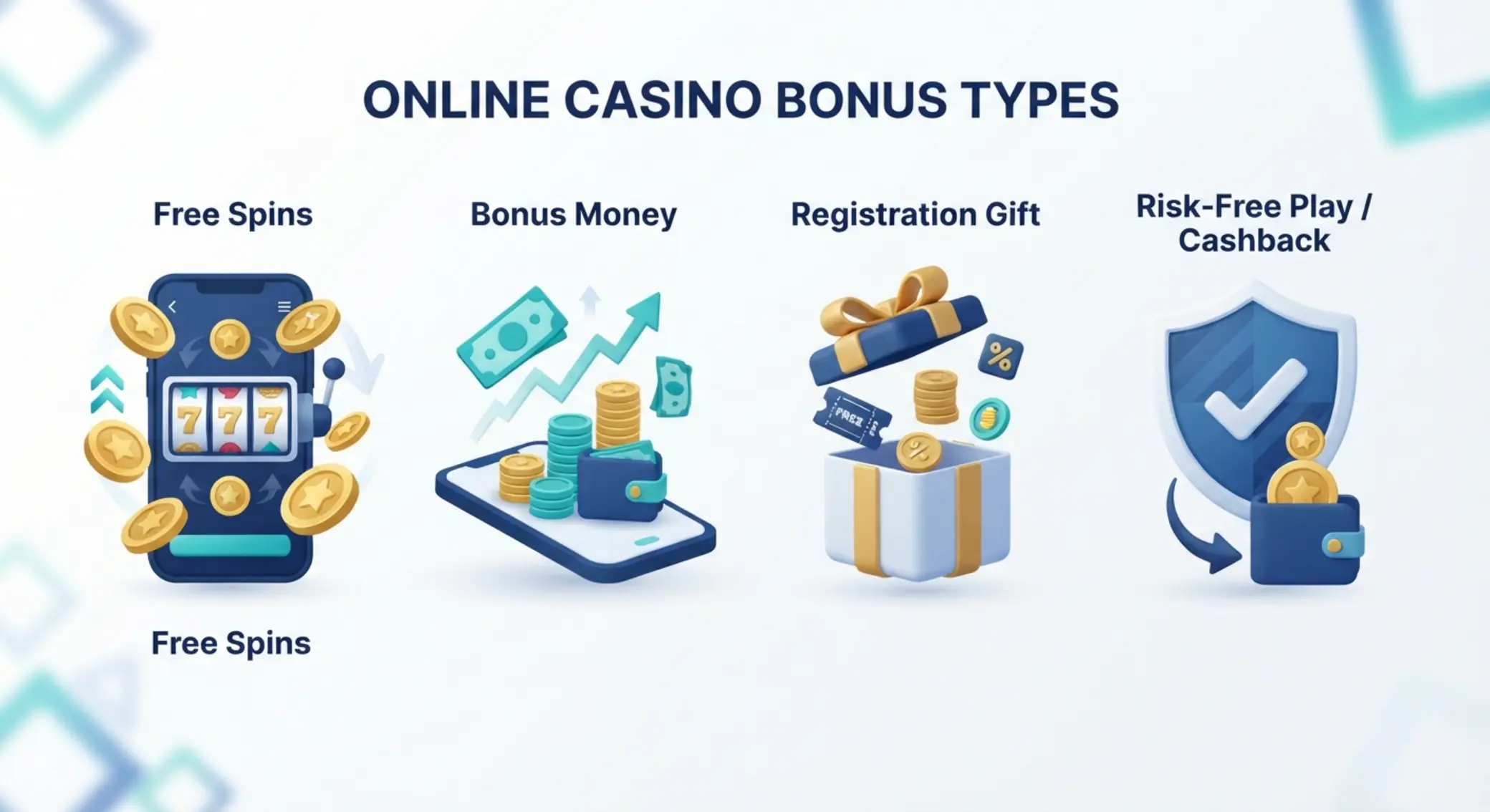 Typy online casino bonusov v prehľadnej ilustrácii