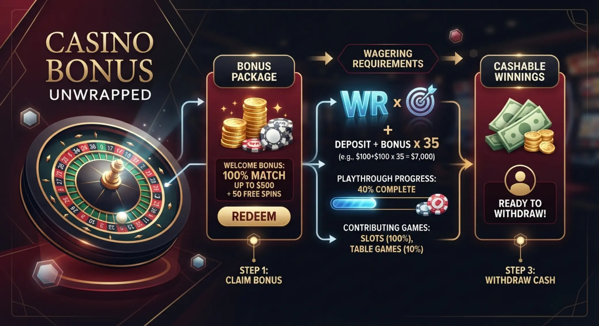 Prestávkovanie bonusu pri rulete Schéma bonusu, WR a rulety
